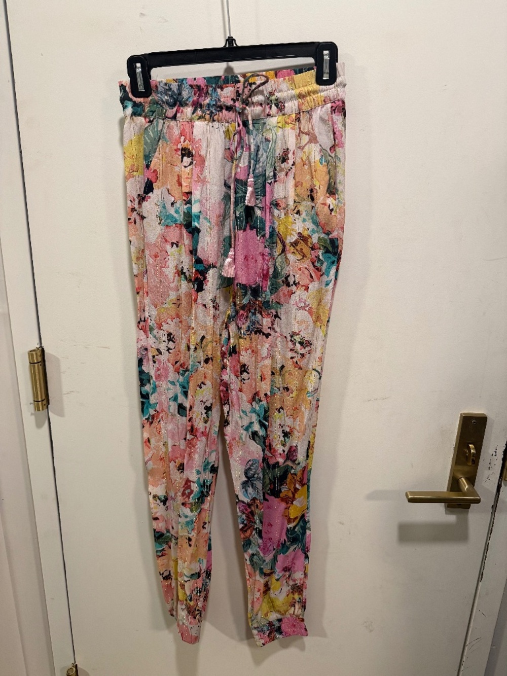 Hemant and Nandita | Floral Joggers with Metallic Accents | Size Small